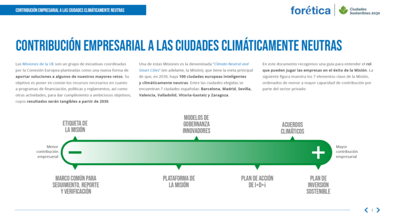 Forética. Contribución empresarial a las ciudades climáticamente neutras